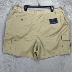 Grant Thomas Mens Cargo Shorts 44 Tan‎ Pleated Stretch Waist Casual Pockets NEW